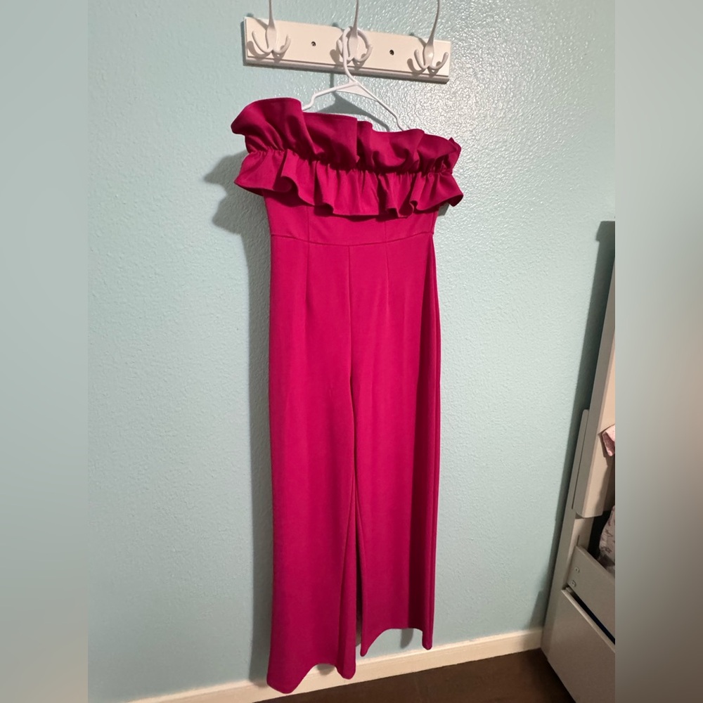 Pink Strapless Jumpsuit